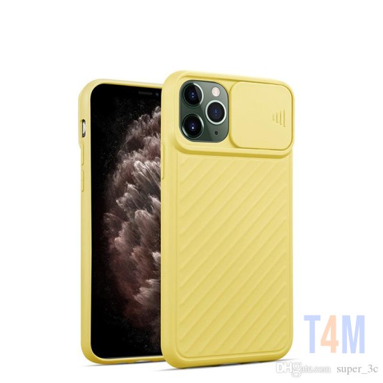 SILICONE COVER WITH CAMERA SHIELD FOR APPLE IPHONE 12/12 PRO YELLOW